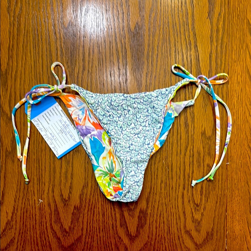 Floral Bikini Bottom with Side Ties